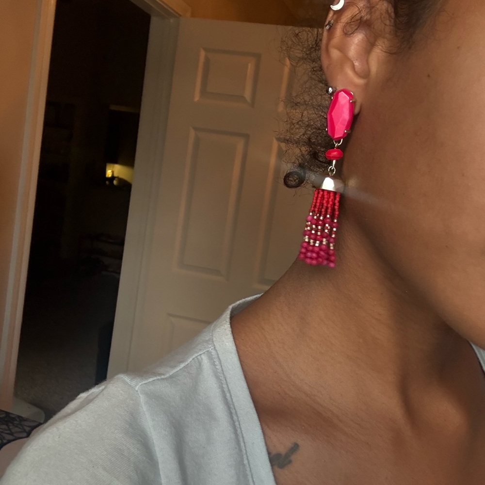 Pink / Red Beaded Tassel Drop Earrings - Kendra Scott